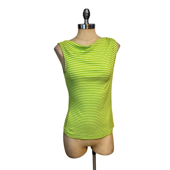 Lilly Pulitzer Sleeveless Green & White Striped Knit Top Size Small - Picture 1 of 4